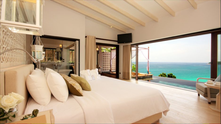 Luxury hotel room with sea view