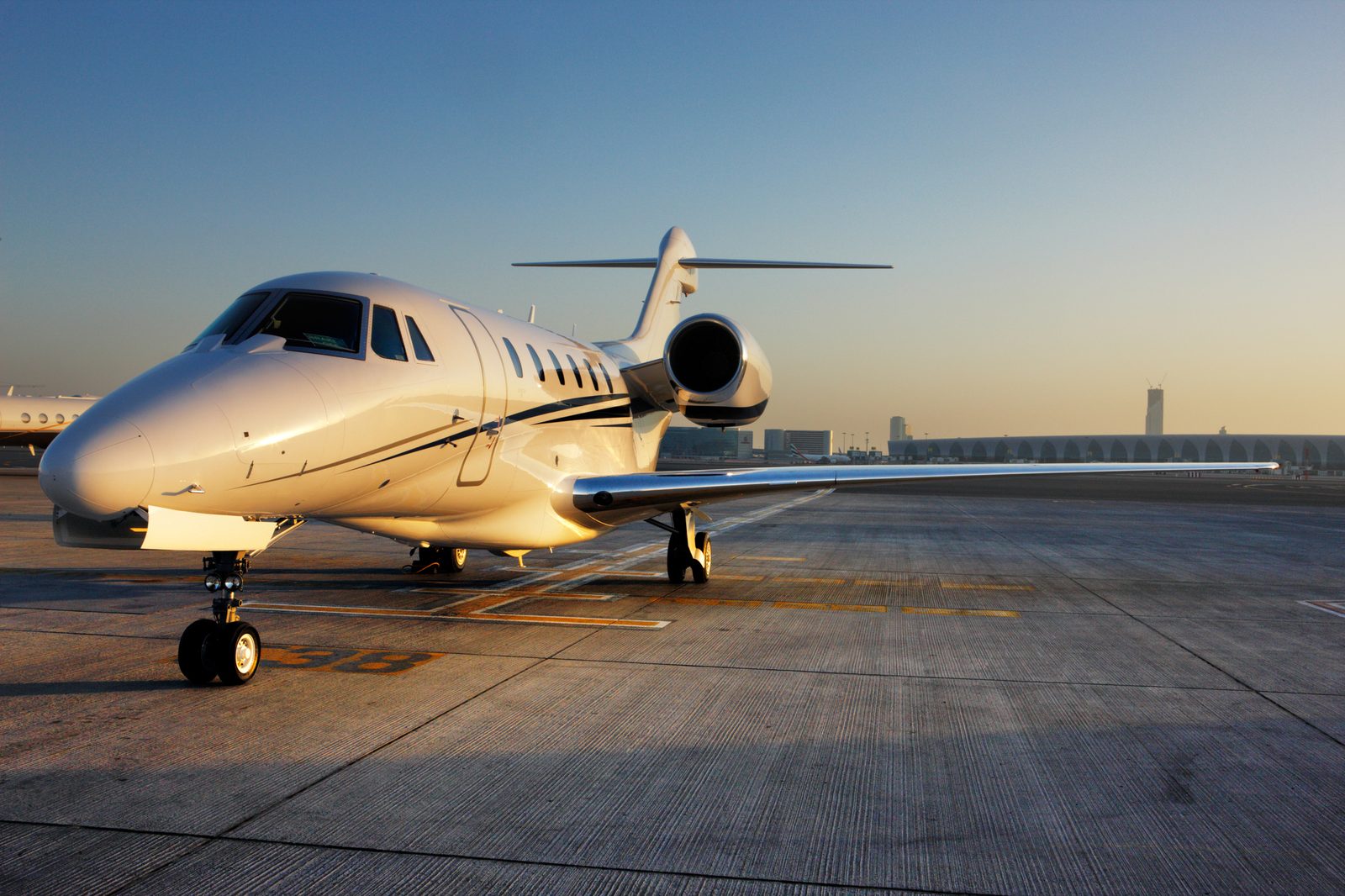 Private jet waiting on the apron